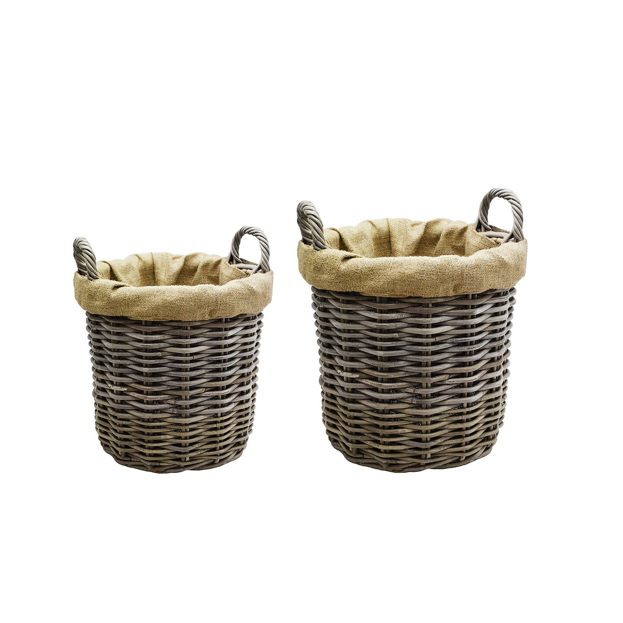 Ivyline International - Wholesale Basket - Wicker Log Basket Round Lined Set of 20