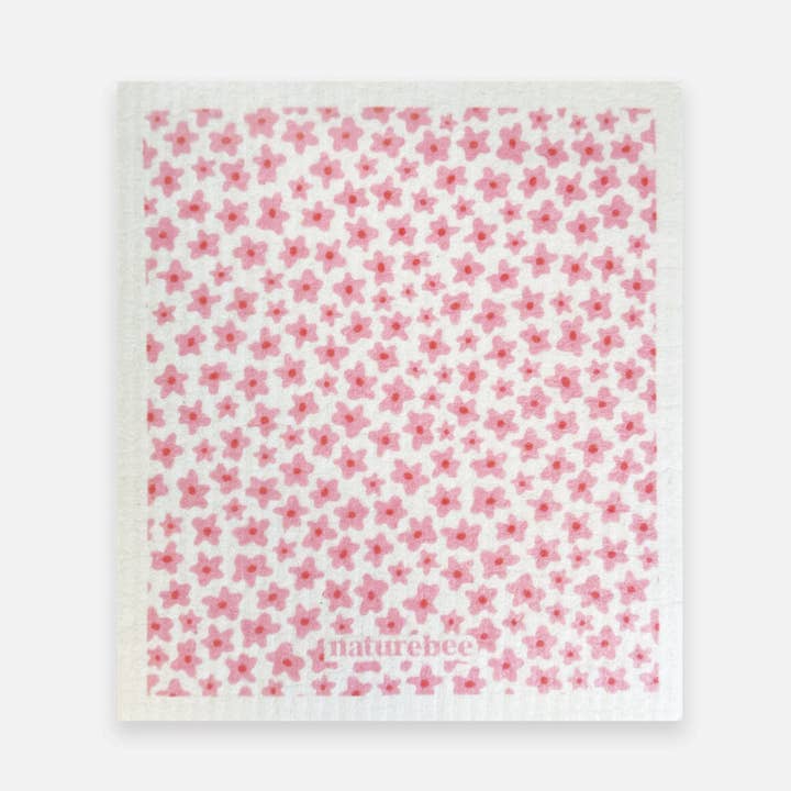 Swedish Sponge Dishcloth mini floral Pink for wholesale by NATURE BEE