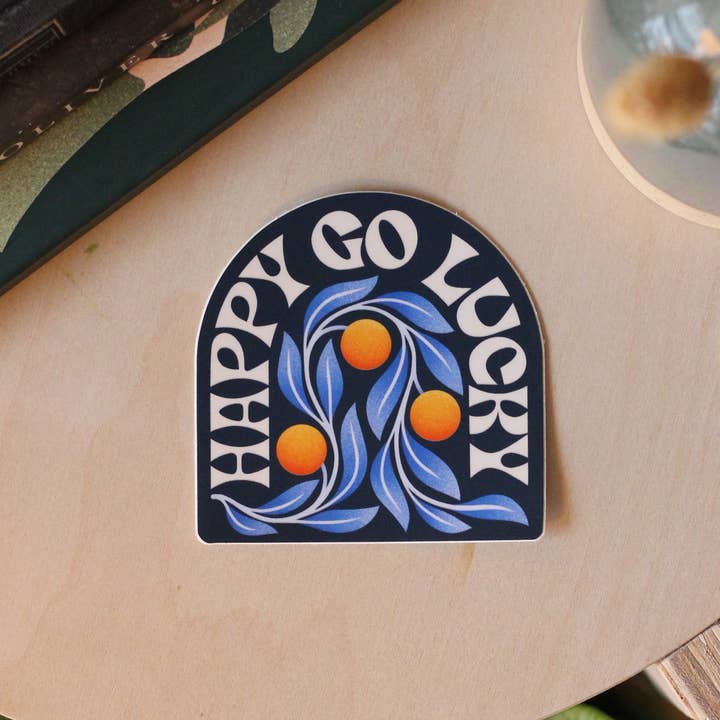 Julie Solvstrom Illustration - Wholesale Sticker - Happy Go Lucky Vinyl Sticker Matte Waterproof Quote Positive1