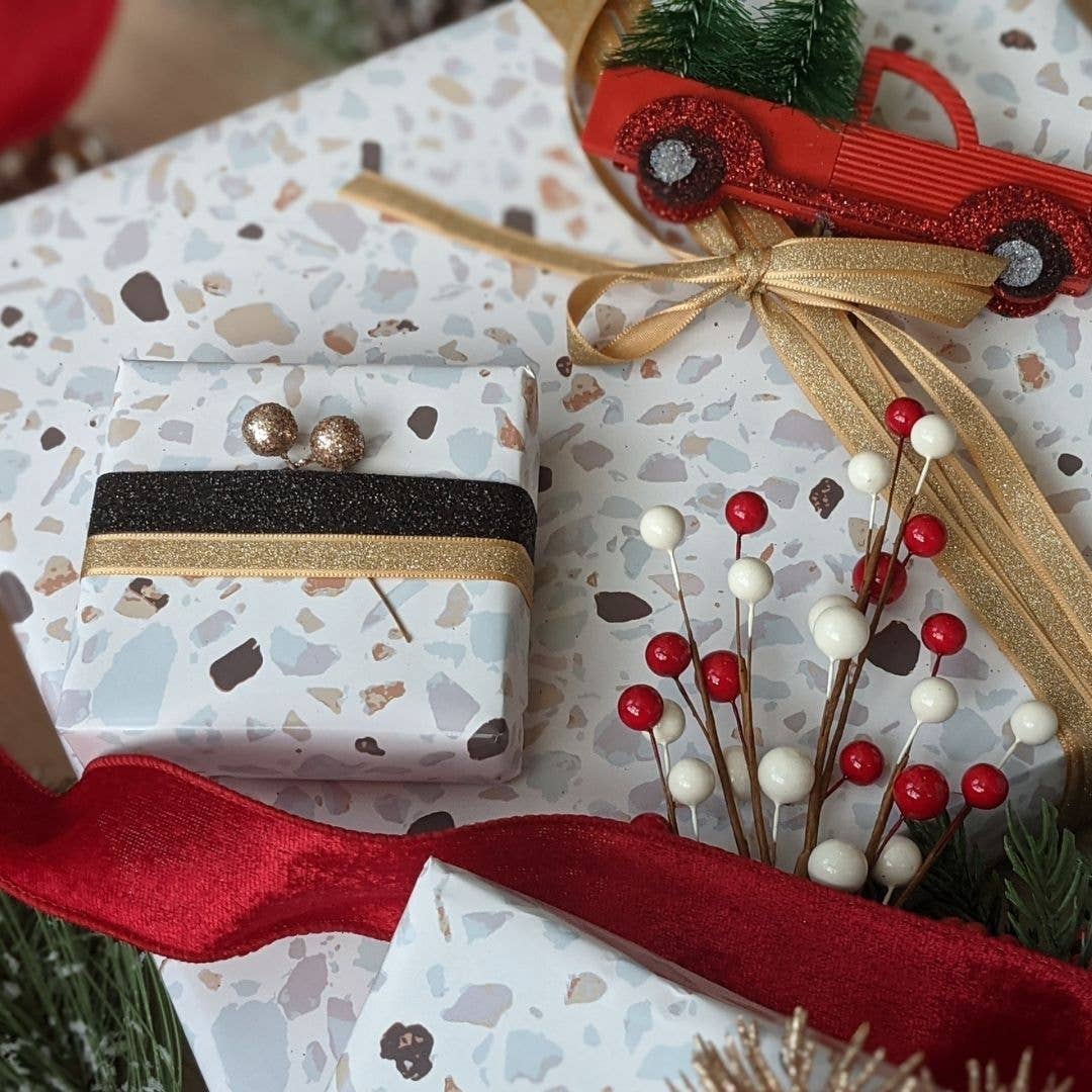 Ofelia & Co. – wholesale Wrapping paper roll – Premium White Terrazzo Wrapping Paper - 24" W x 30' L5