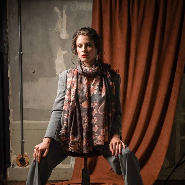 FST le french studio - Wholesale Scarf - Women's - Large cashmere scarf LICHEN0