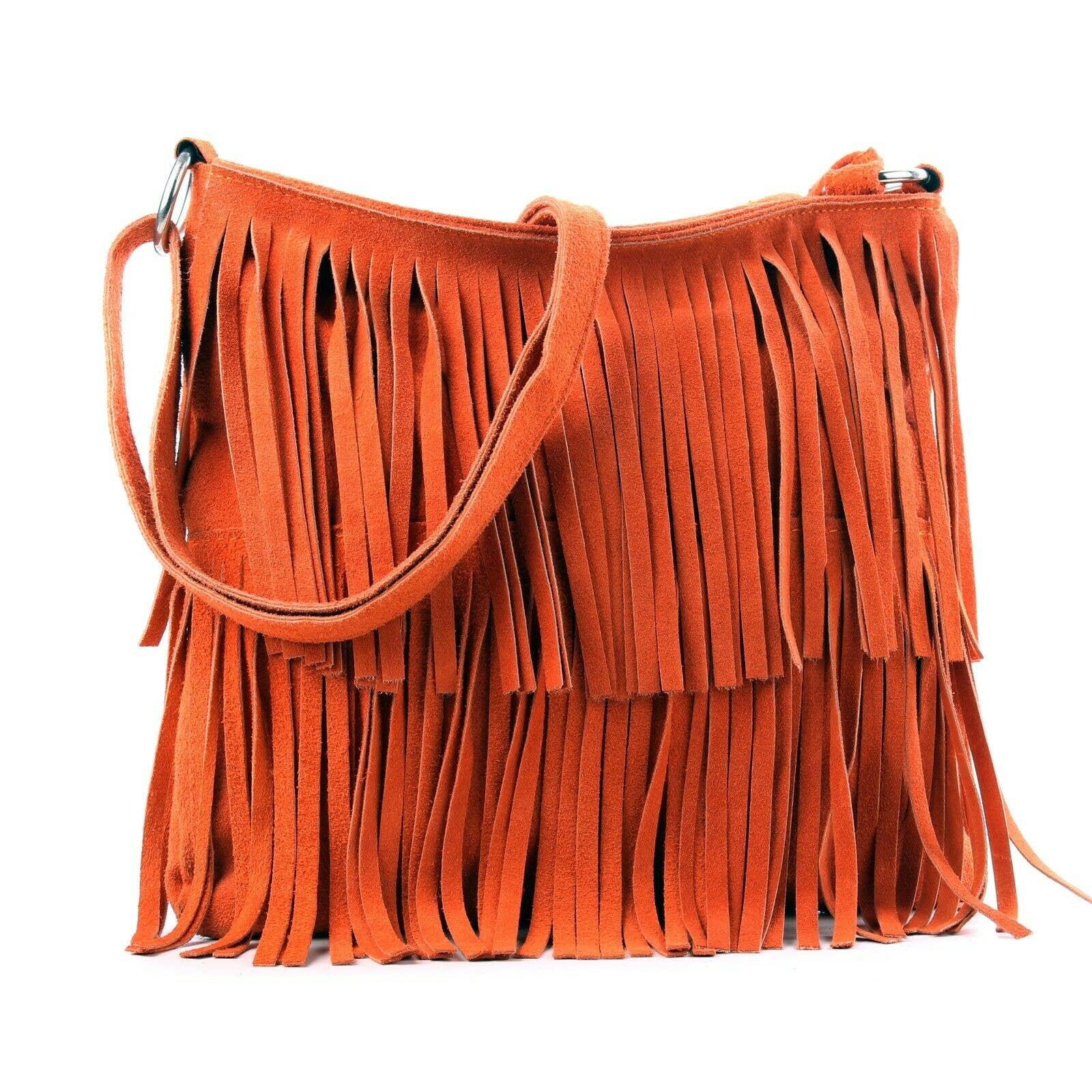 Ellas Trading - Wholesale Crossbody Bag - Women's - Italian Suede Leather Fringed Shoulder Crossbody Bag15
