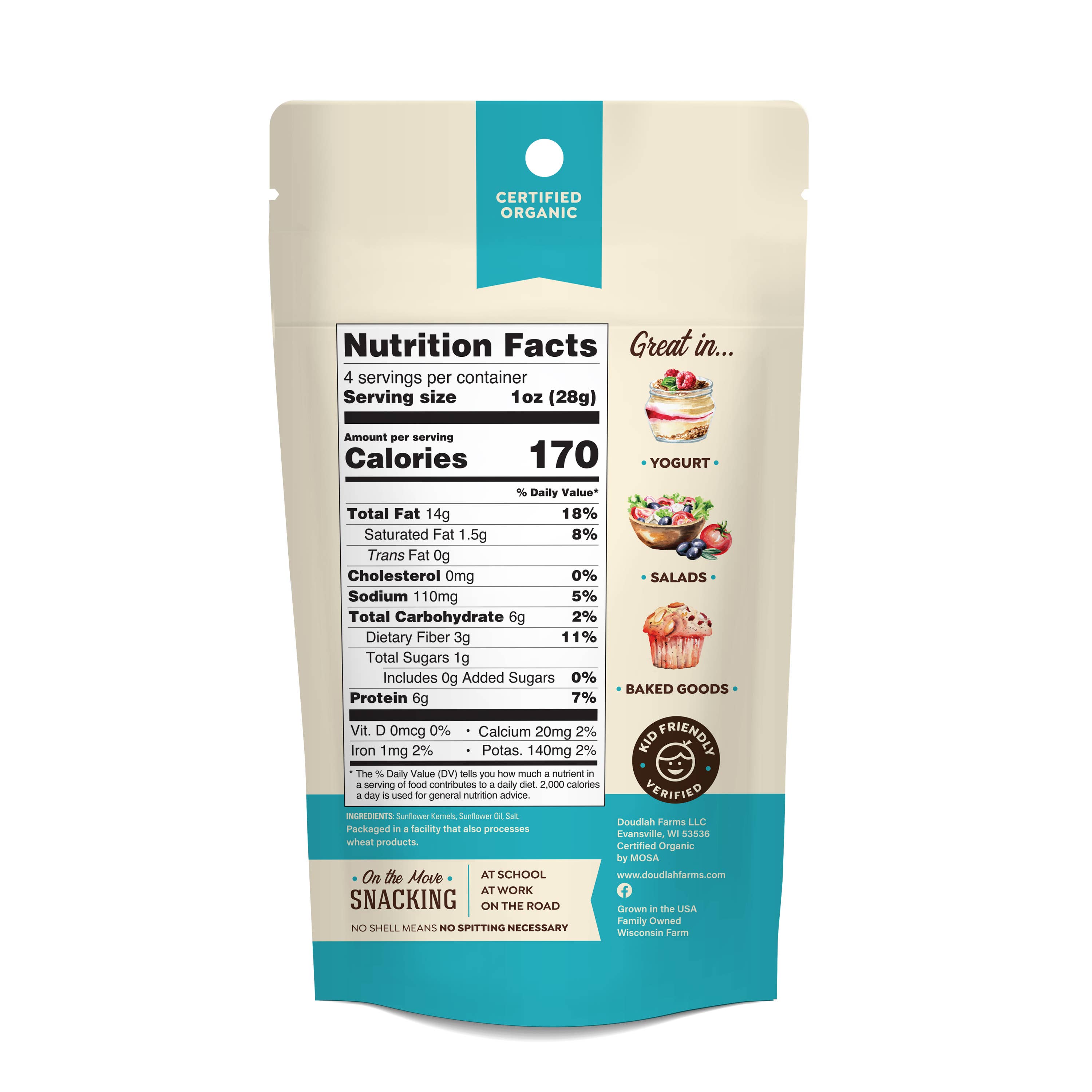 Doudlah Farms Organics - Wholesale Seeds/Kernels - Organic Sunflower Seeds-Roasted & Salted1