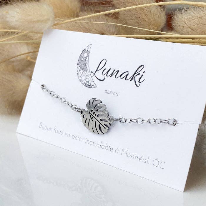 MONSTERA - Bracelet en chaîne fine en acier inoxydable pour la vente par Lunaki Design