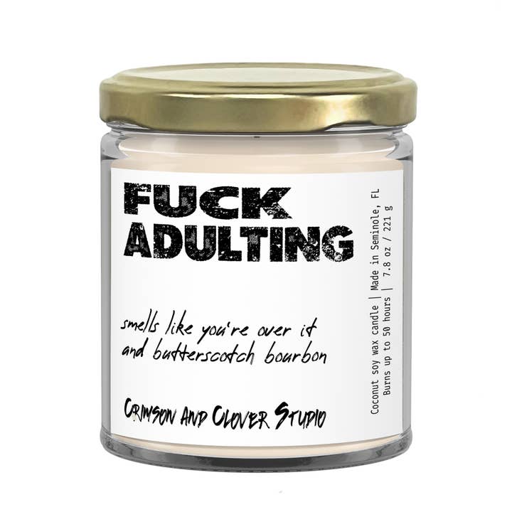 Fuck Adulting Grappige Kaars voor wholesale door Crimson and Clover Studio