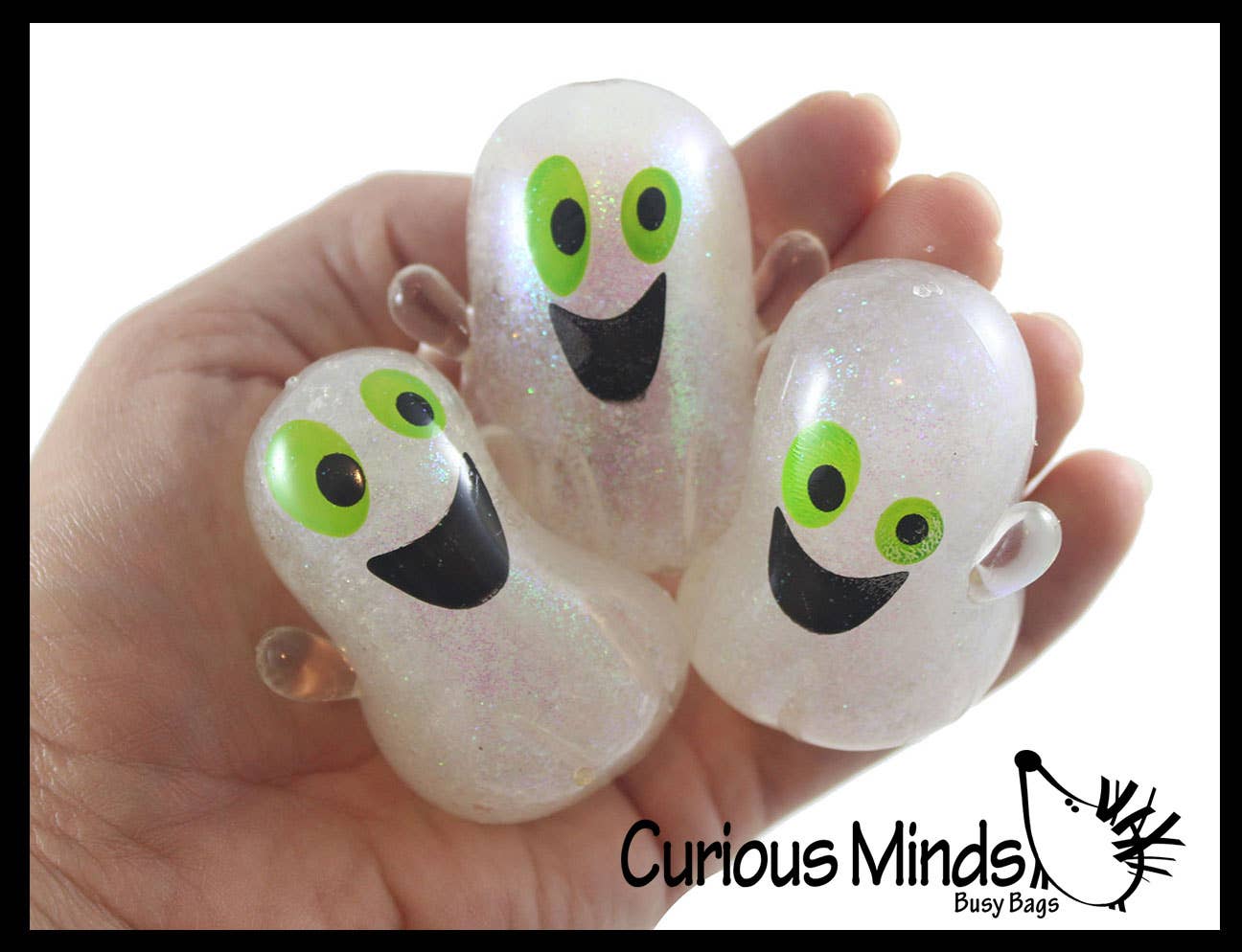 Curious Minds Toys - Wholesale Stress Relief Ball/Dough - 1 Glitter Gel Ghost Stress Balls - Sticky Ghosts Squeeze Fi6