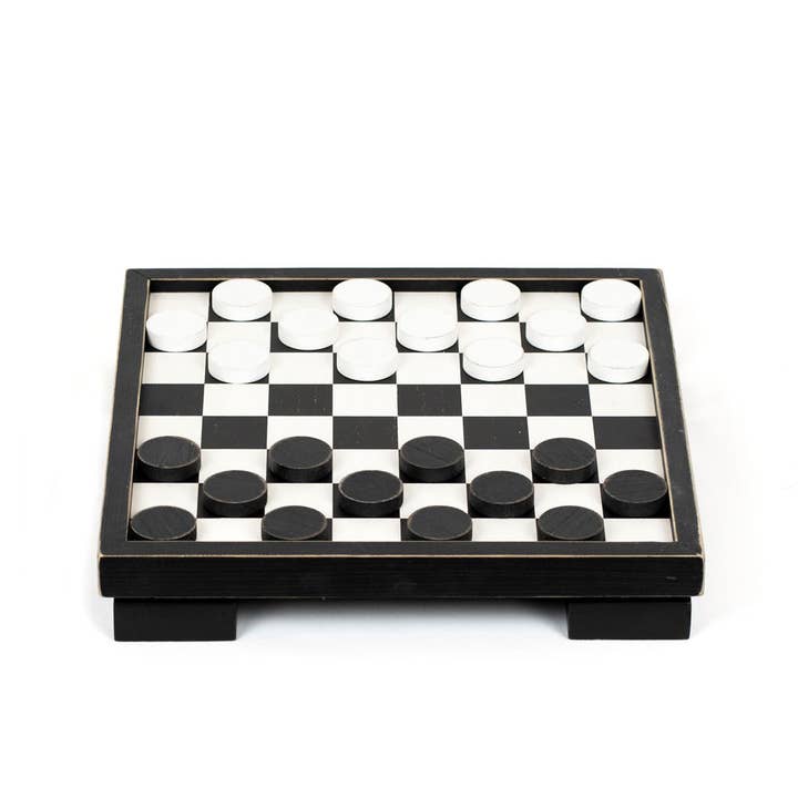 11754 - 12x12x2 wood checker board set, w/storage GAMES for wholesale by Devanie At Home (Formerly Adams & Co.)