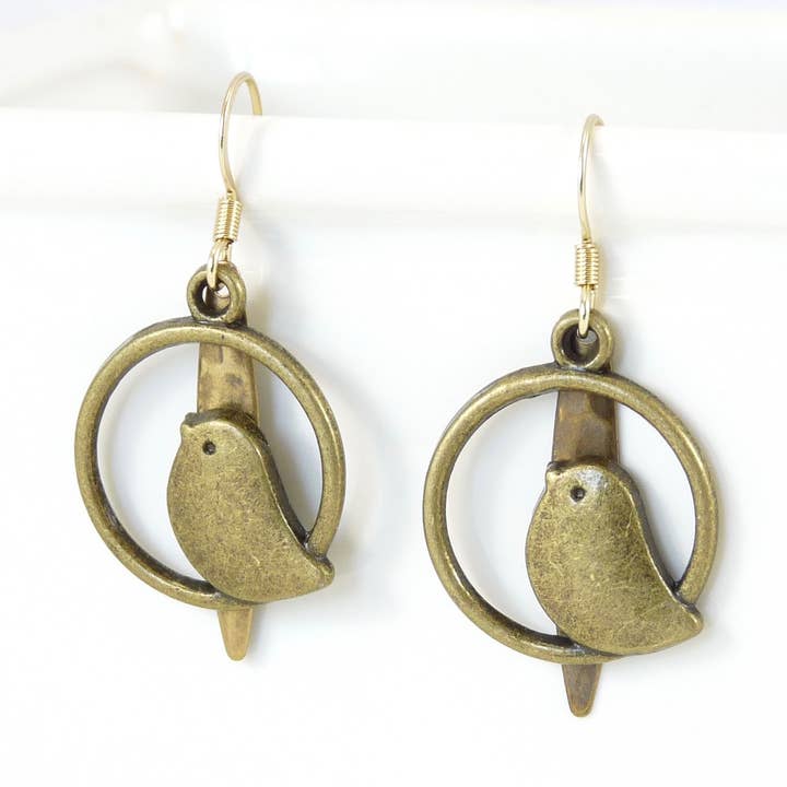 Brass Earrings - Bird for wholesale by Marlene VanBeek Jewelry
