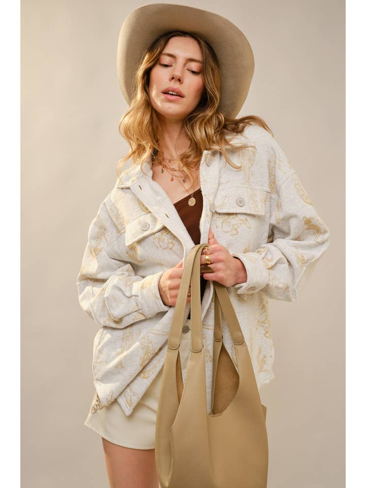 Blue B - Wholesale Shirt Jacket/Shacket - Women's - 37130J - All Over Western Long Sleeve Loose Fit Shacket