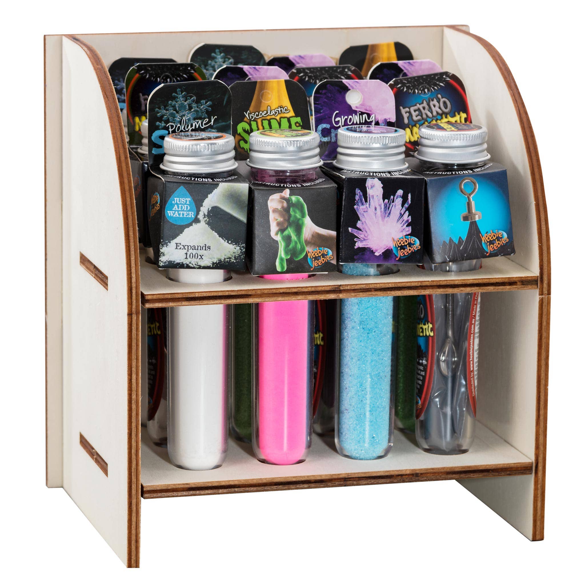 Heebie Jeebies USA - Vente Présentoir – enfant et bébé - Support à tubes à essai demi-affichage en contreplaqué4