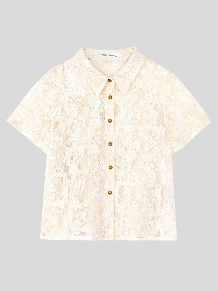 Chemise en dentelle transparente à boutons de qualité supérieure pour la vente par 1 Fashion