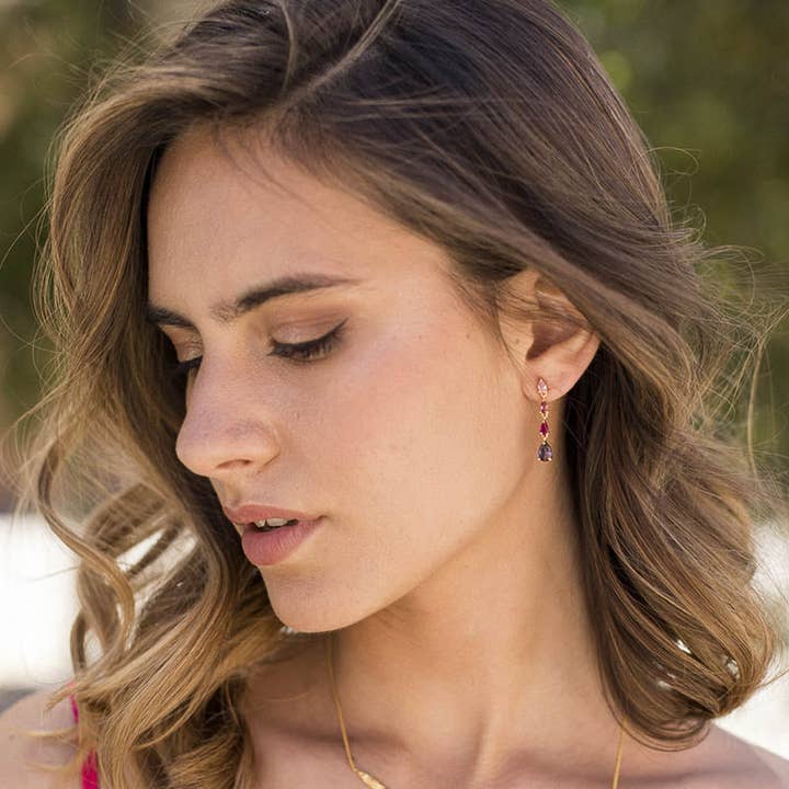 ACUS - Wholesale Dangle Earrings - Candile Zc Purple and Pink Earrings3