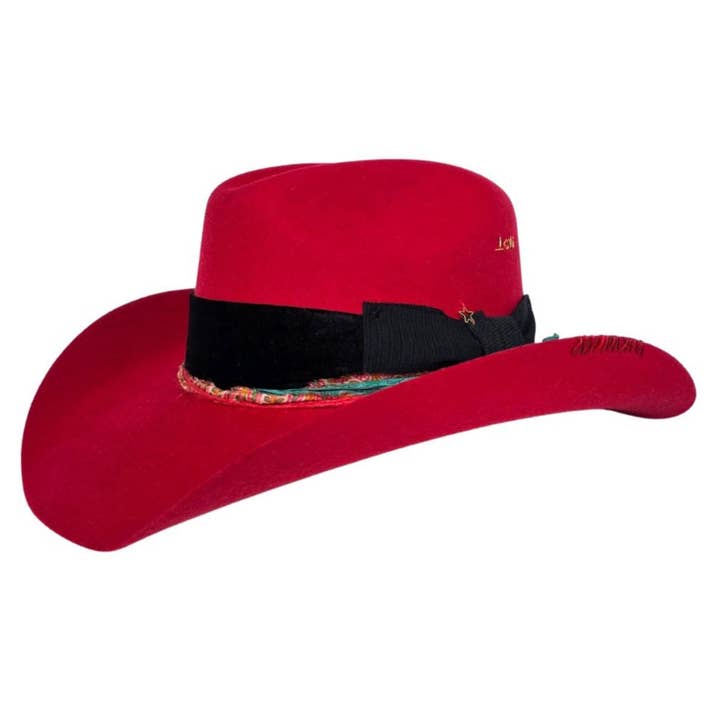 Bonnie Cowboy Crown Hat - Red for wholesale by PETRA SAVAGE