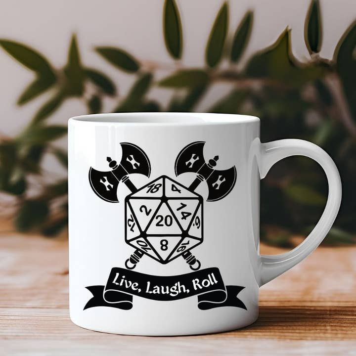 Live Laugh Roll Dice Gaming D&D 11 oz Coffee Mug for wholesale by Sister Ray