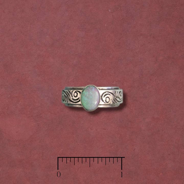 Oval Opal Ring w/ Designed Band for wholesale by Tidepool