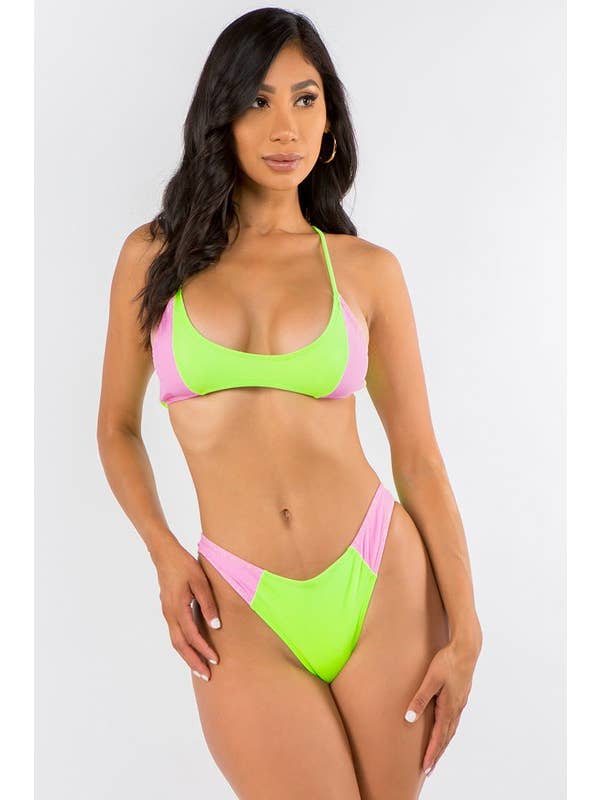 Yira - Wholesale Two Piece Swimsuit - Women's - Neon Chic Two-Piece Bikini Set