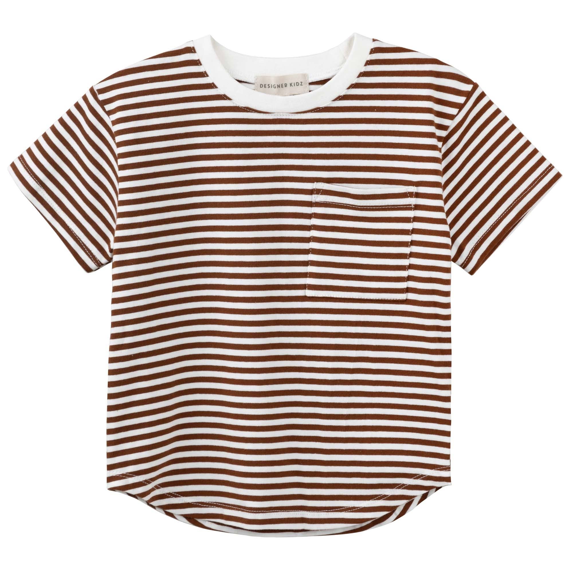 Designer Kidz - Vente T-shirt – enfant - T-shirt à rayures Harvey S/S - Cacao0