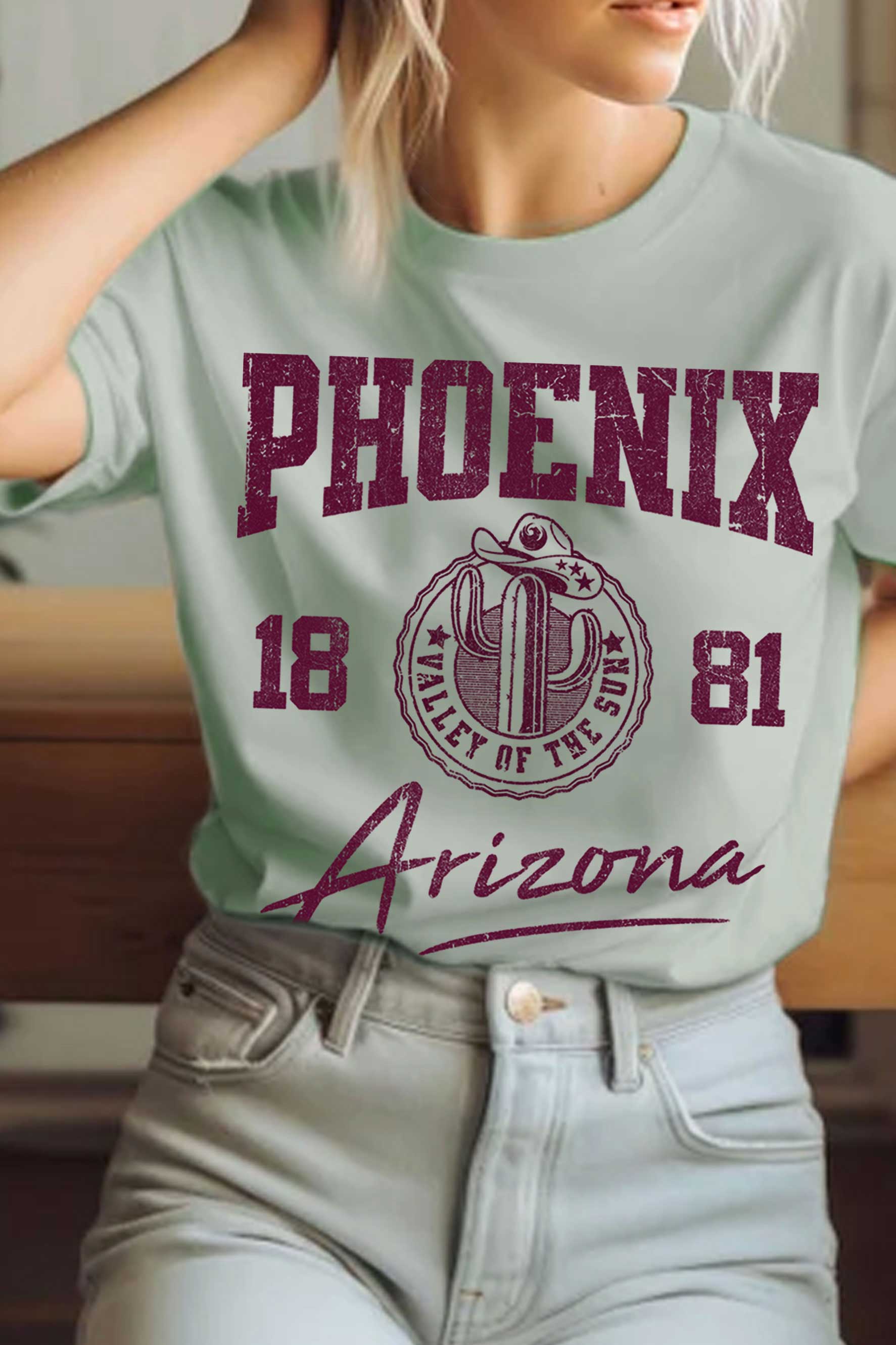 Rustee Clothing - Wholesale Screen Printed T-Shirt - Women's - PHOENIX ARIZONA VALLEY OF THE SUN 1881 GRAPHIC TSHIRTS9