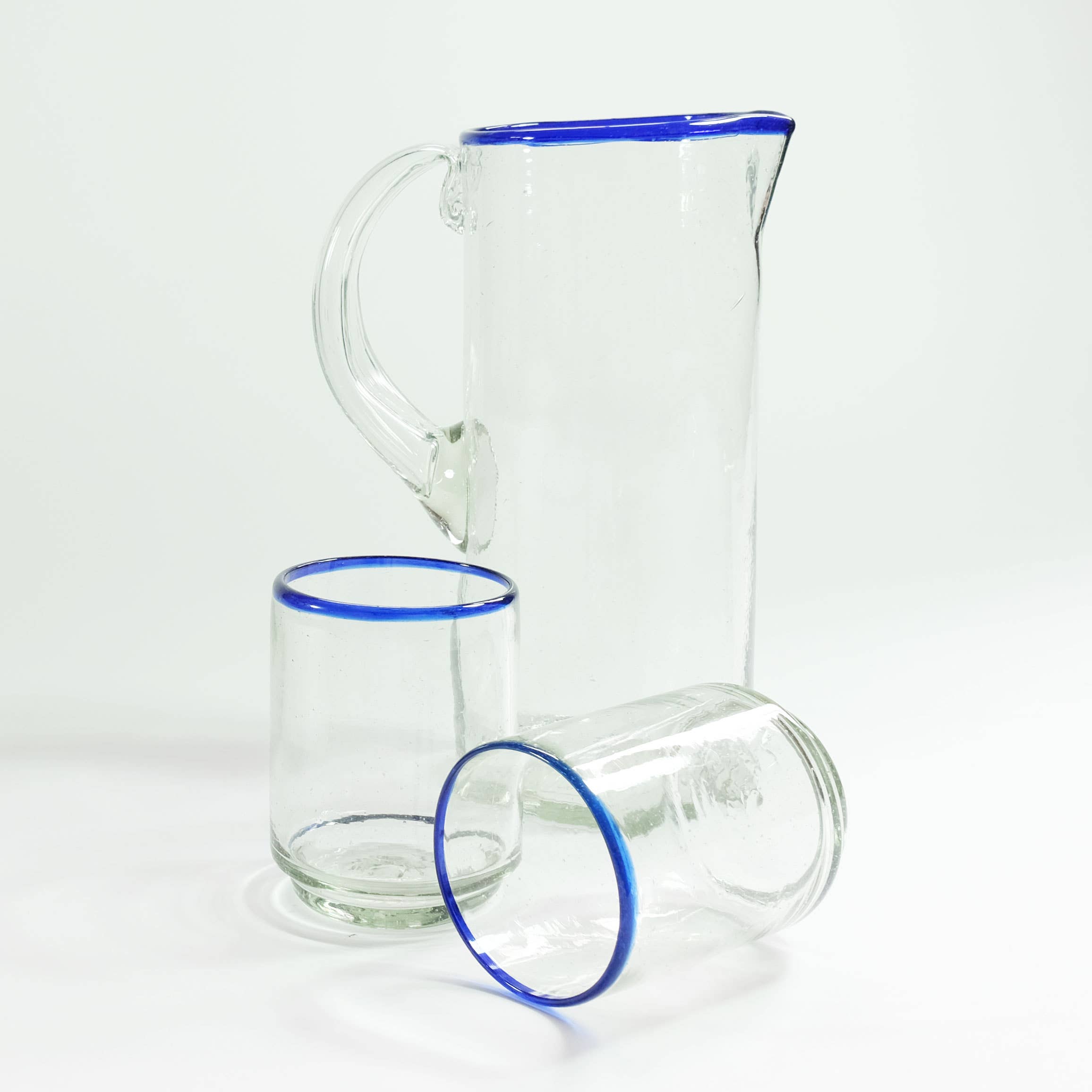 Sobremesa - Wholesale Pitcher - Blue Rim Glass Pitcher with Handle, Iced Tea Glass Pitcher 5