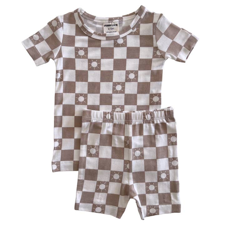 SpearmintLOVE - Wholesale Lounge Set - Kids - Summer Lounge Set, Tan Sun Checkerboard