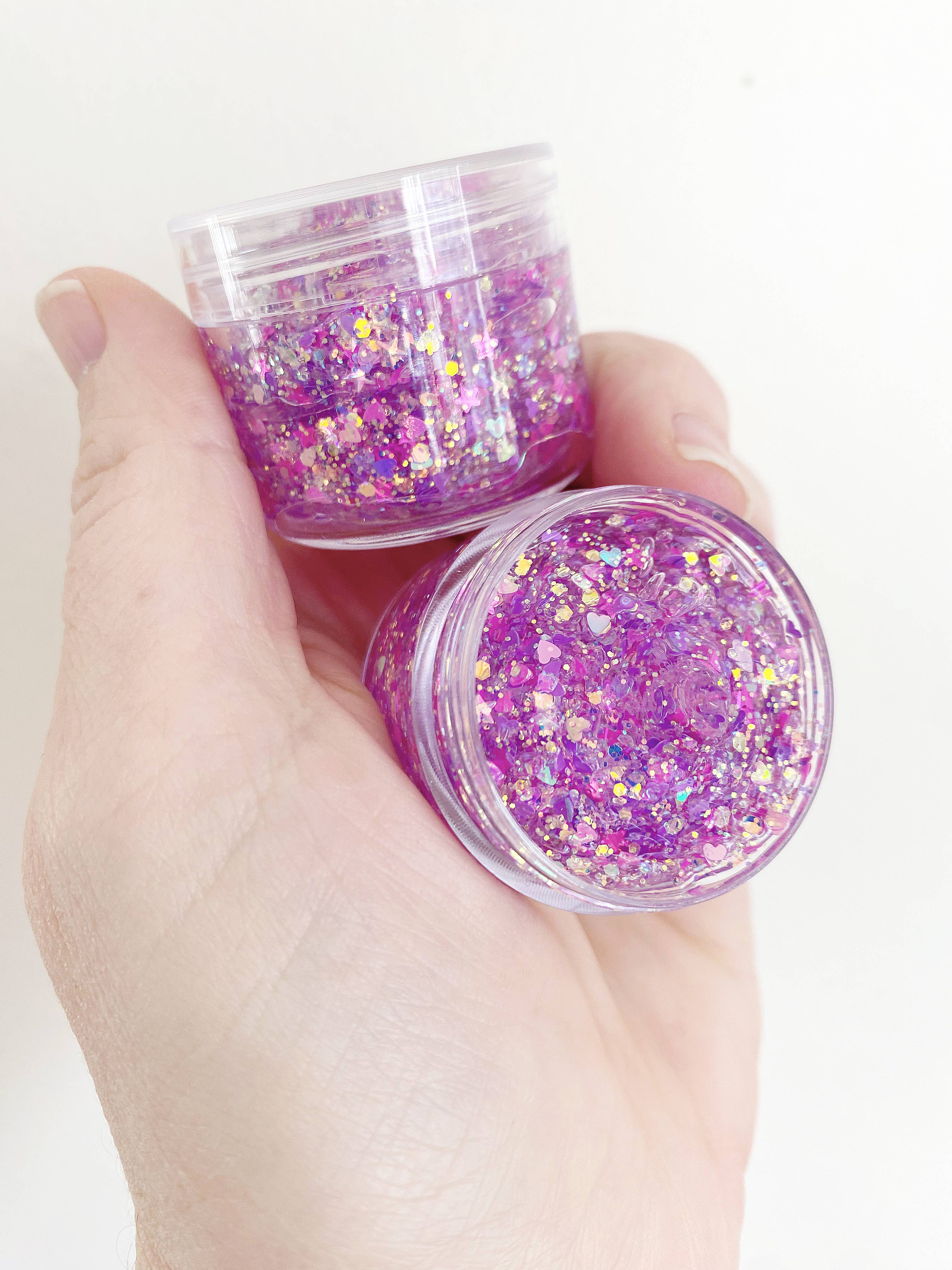 Shared Joy Bows – Engroshandel Glitter til hår – Lyserød og lilla forårsglitterhårgel1