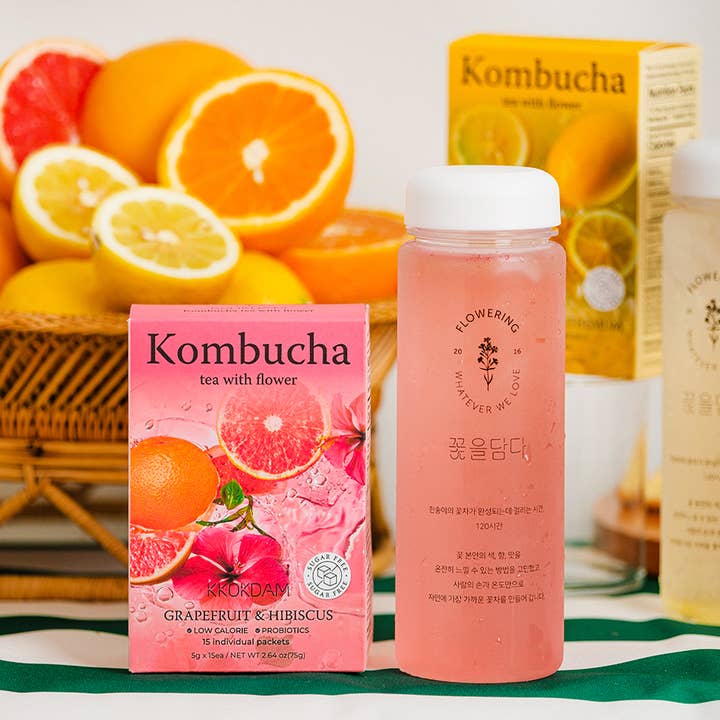 KKOKDAM Premium Flower Tea - Wholesale Powdered health drink - Flower Kombucha Tea (15 Packets) - Grapefruit&Hibiscus3