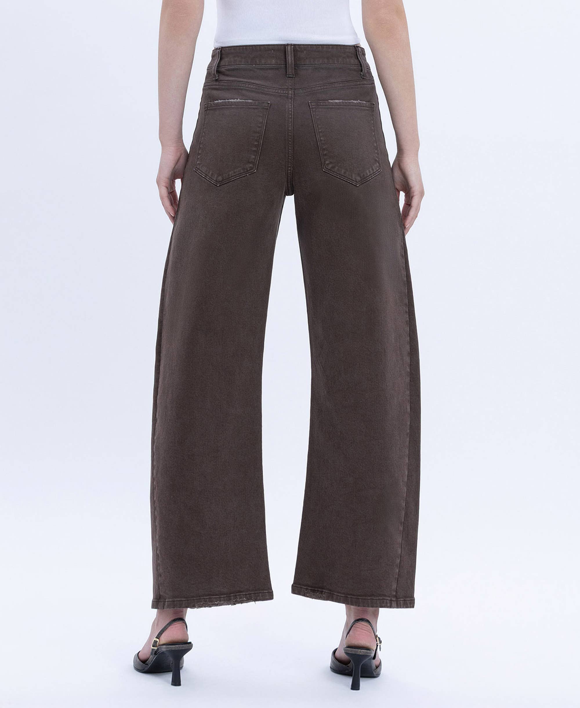 TOAST SUPER HIGH RISE BROWN ANKLE BARREL JEANS T6977TOT for wholesale on Faire1