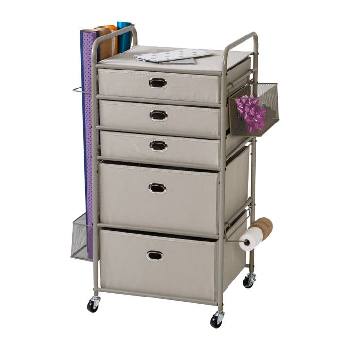 Wrapping Paper Storage Cart With Wheels, Grey for wholesale by Honey-Can-Do
