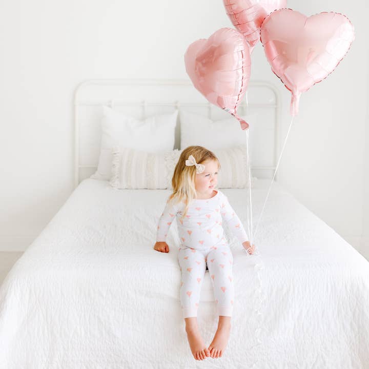 Pineapple Sunshine - Wholesale Sleepwear Set - Kids - White Heart Balloon Pajama Set