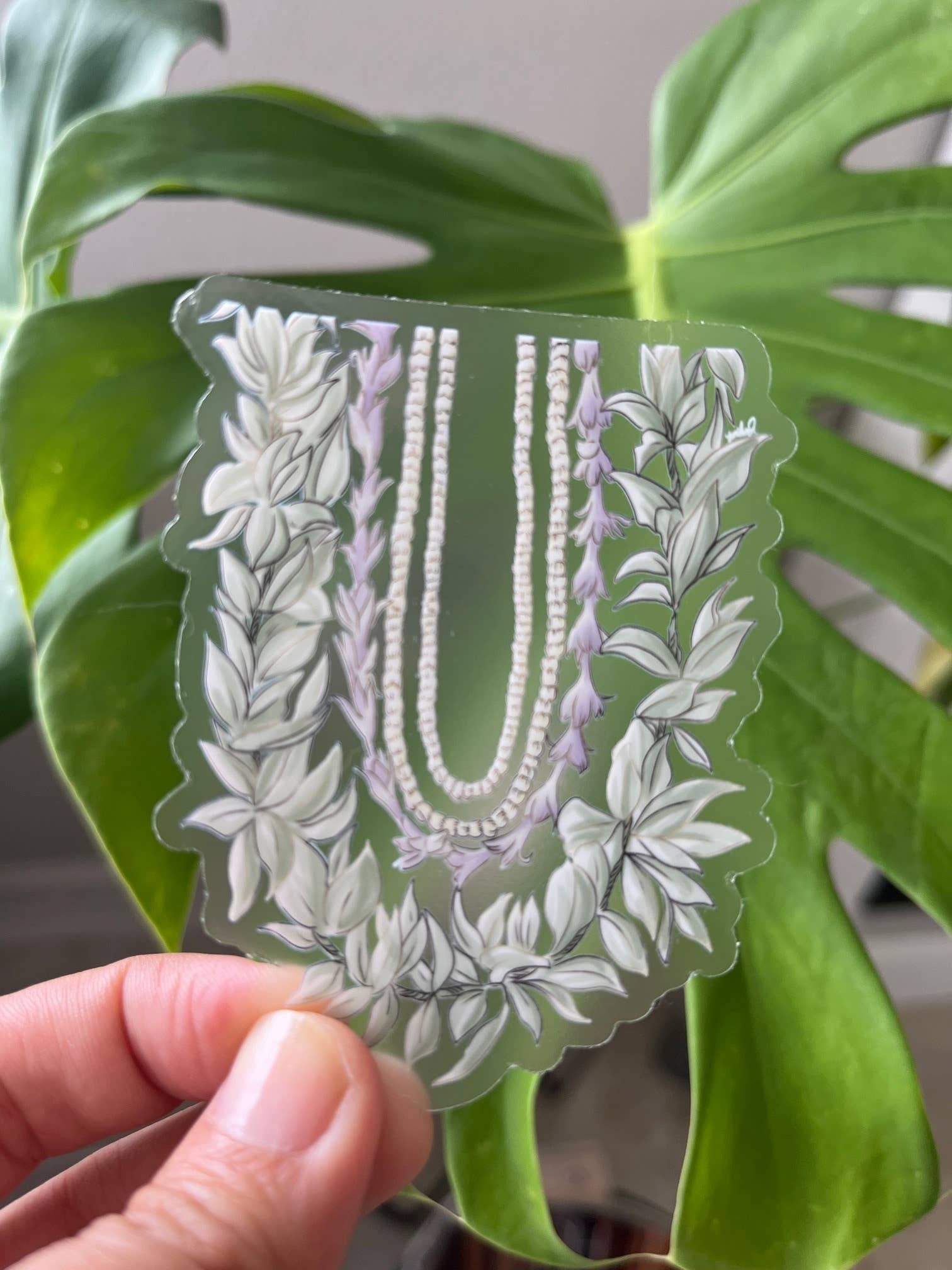 Transparenter Aufkleber Hawaii Pua x Hana Lei für den Großhandel von Island Stickers & More / Yuriko J. Design