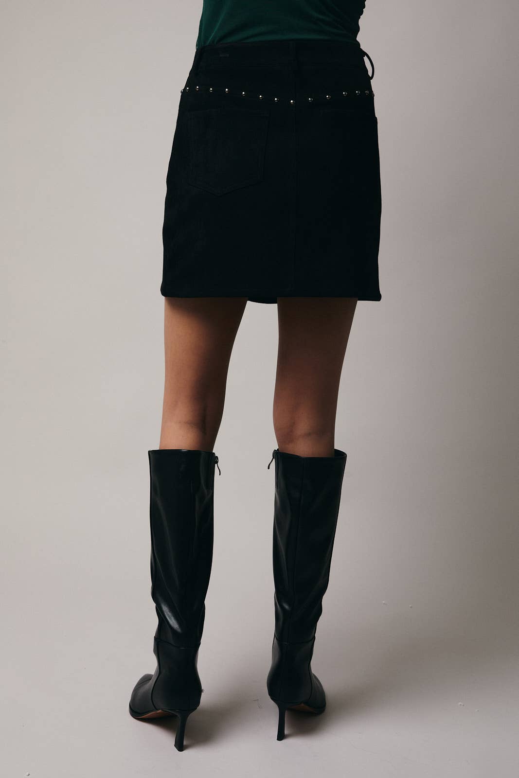 Black STUDDED SUEDE MINI SKIRT for wholesale on Faire3