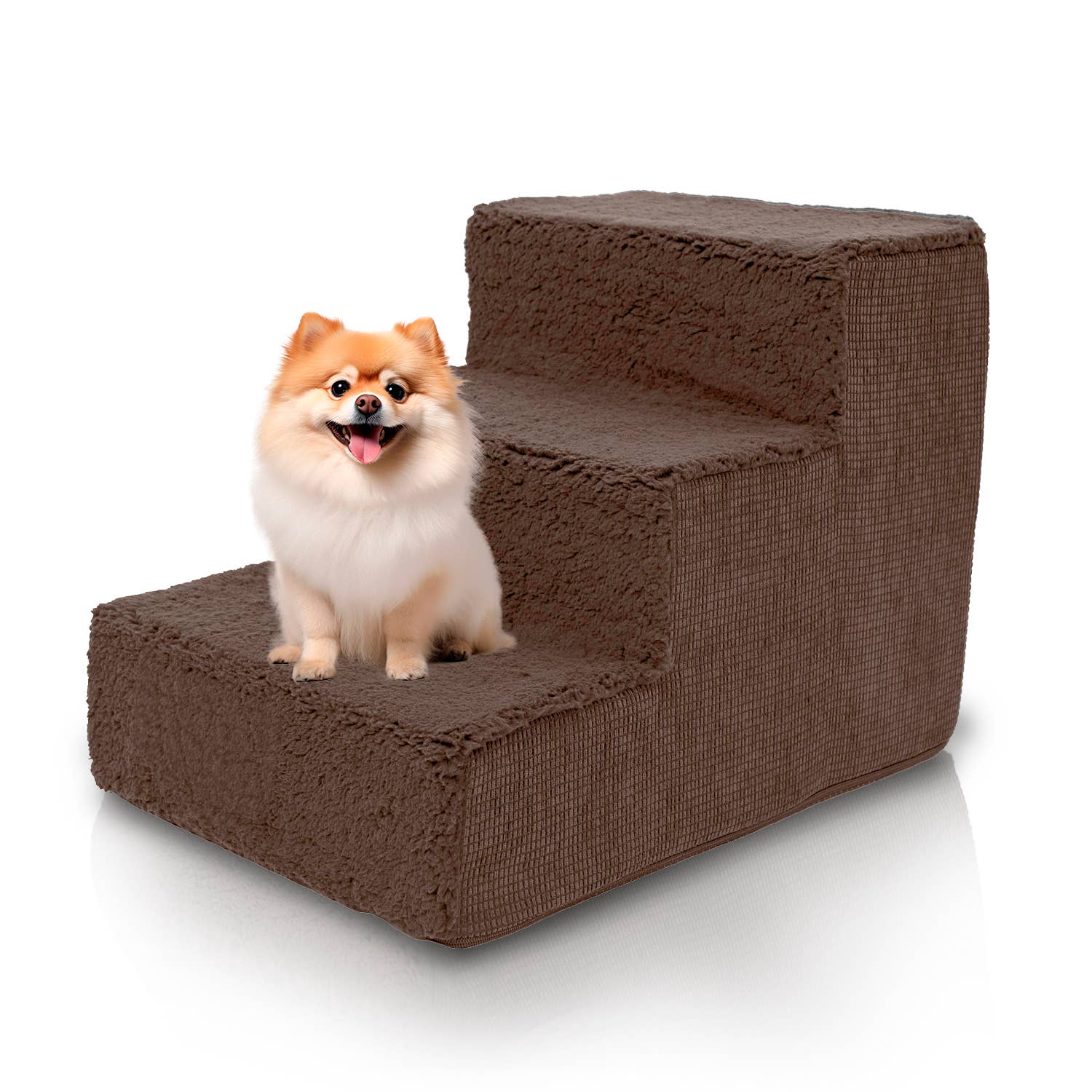 Precious Tails - Wholesale Pet Steps & Ramps - Cat/Dog - Precious Tails High Density Foam Sherpa 3 Steps Pet Stair0