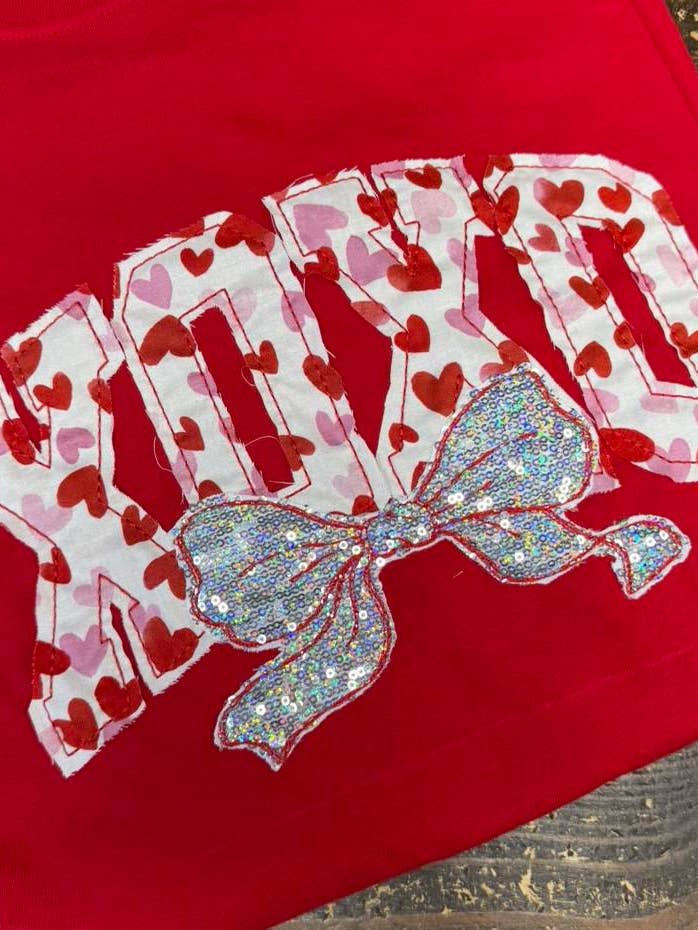 XOXO With Sequin Bow for wholesale by Sew Fancy Designs
