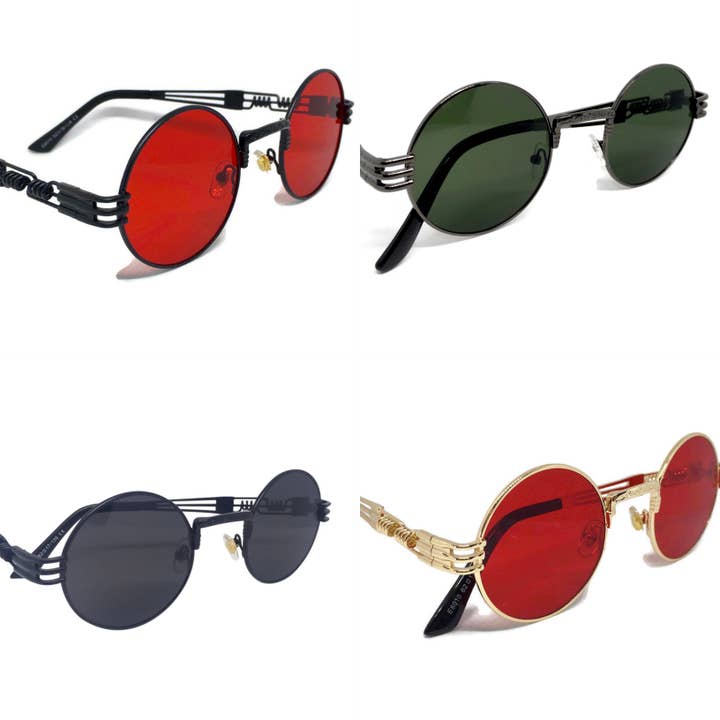 Occhiali da sole retrò rotondi da festival | Lenti circolari unisex per la vendita all'ingrosso da parte di Gifts From The Crypt