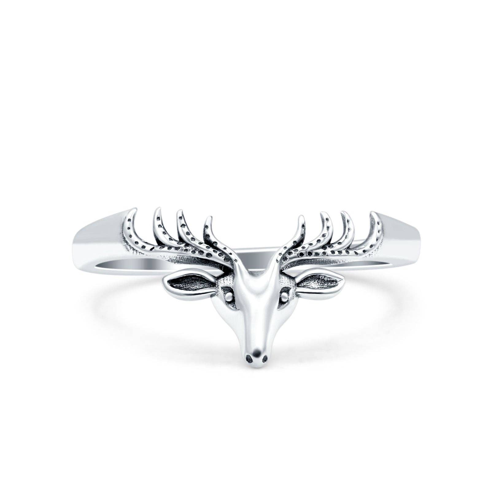 Sterling Silver Deer Oxidized Band Thumb Ring (9mm) for wholesale on Faire0