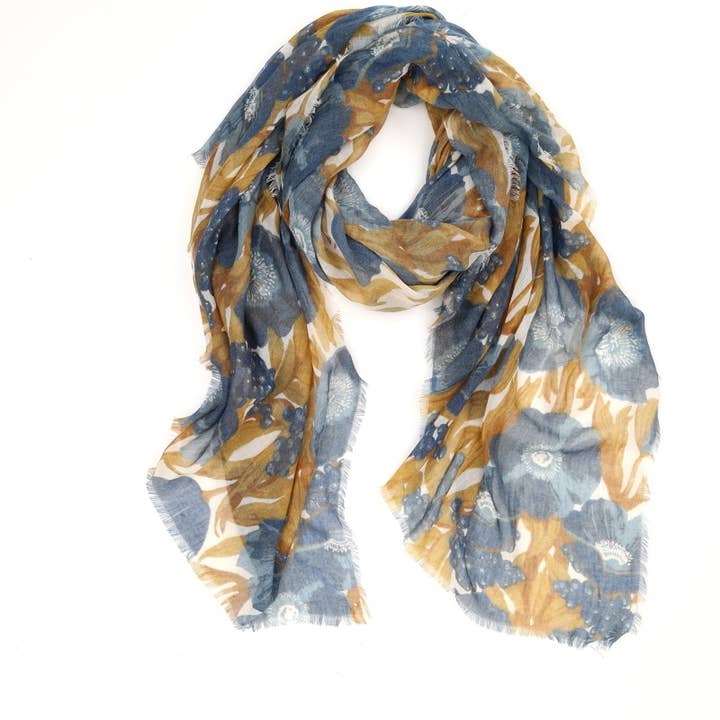 rockflowerpaper - Wholesale Scarf - Women's - ICELANDIC POPPIES BLUE Featherweight Scarf