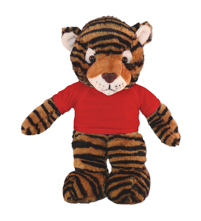 Plushland - Vendita all'ingrosso Peluche - Bambini e neonati - Peluche Floppy Tiger con maglietta personalizzata 12"10