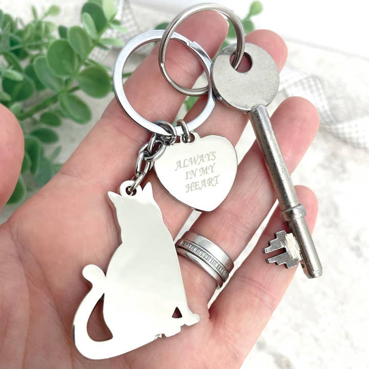 Llavero conmemorativo con forma de gato Always In My Heart para venta al por mayor de The Lovely Gift Group