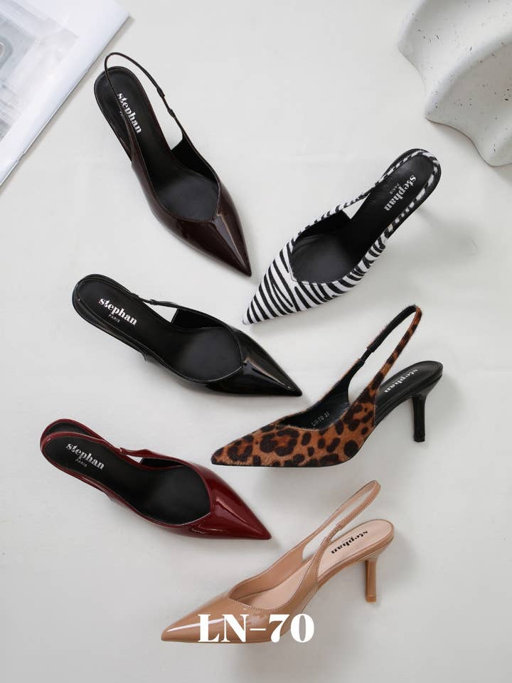 Stephan Paris - Wholesale High Heels - Women's - Patent pointed-toe slingback pumps LN-703