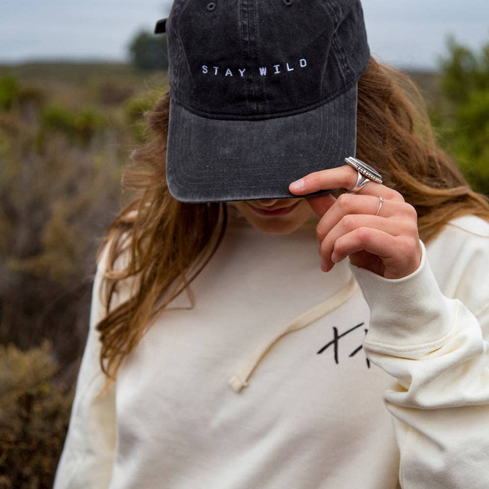 Atticus Poetry - Wholesale Baseball Cap - Women's - Black Cotton Dad Hat – “Stay Wild” Embroidered Cap2