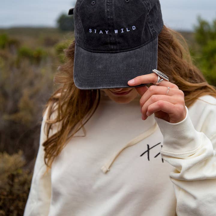 Atticus Poetry - Wholesale Baseball Cap - Women's - Black Cotton Dad Hat – “Stay Wild” Embroidered Cap2