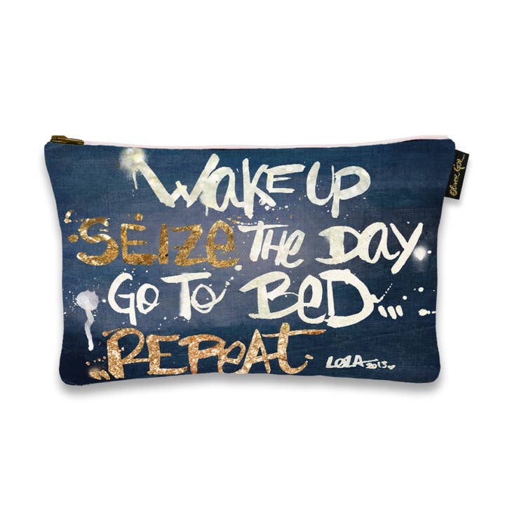 Oliver Gal Seize it Denim Art Pouch (Size 13x9) for wholesale by The Oliver Gal Artist