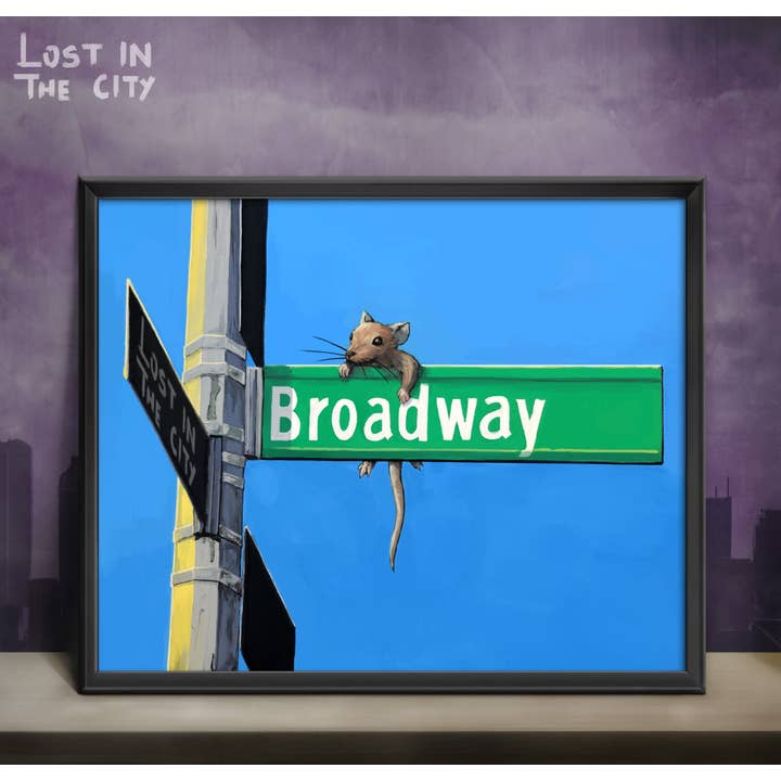 Broadway Sign Rat Print | Lost in the City for wholesale by Santi of all Trades