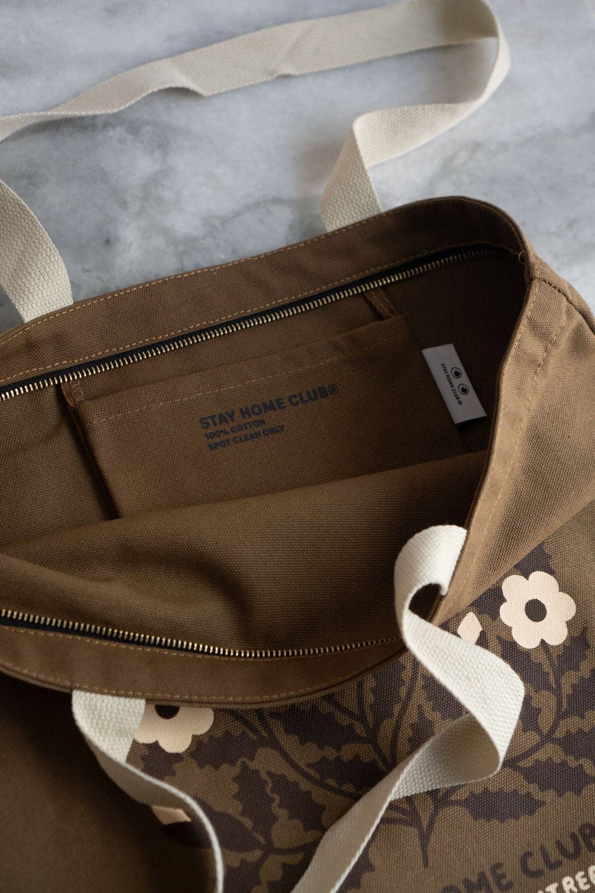 Biscotto/Naturale Blooms 1858 Big Zip Tote | Grande Borsa in Tela con Cerniera in vendita all'ingrosso su Faire3