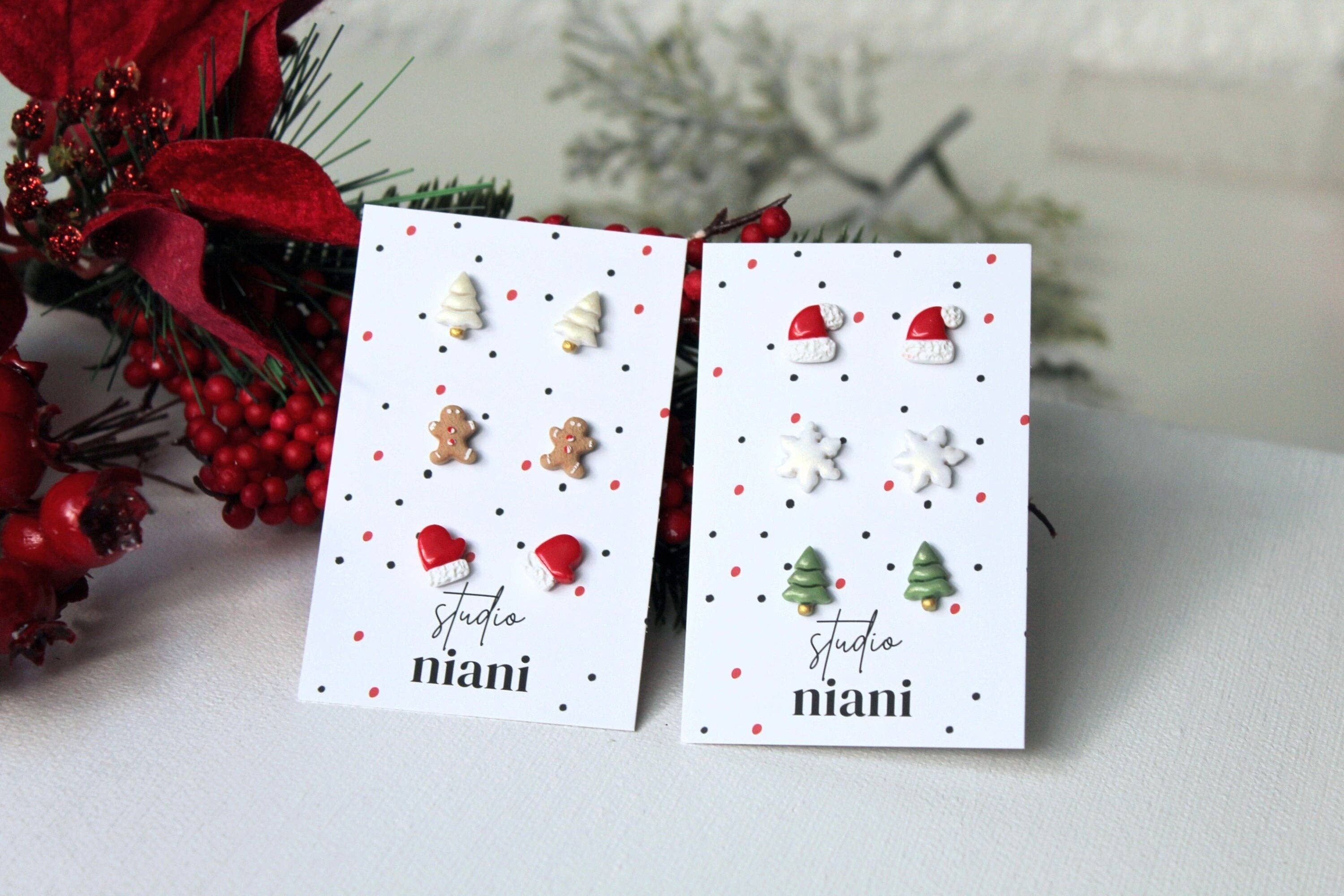 Studio Niani - Wholesale Stud/Post Earrings - Tiny Stud Earrings, Christmas Stud Earrings, Stud Pack4