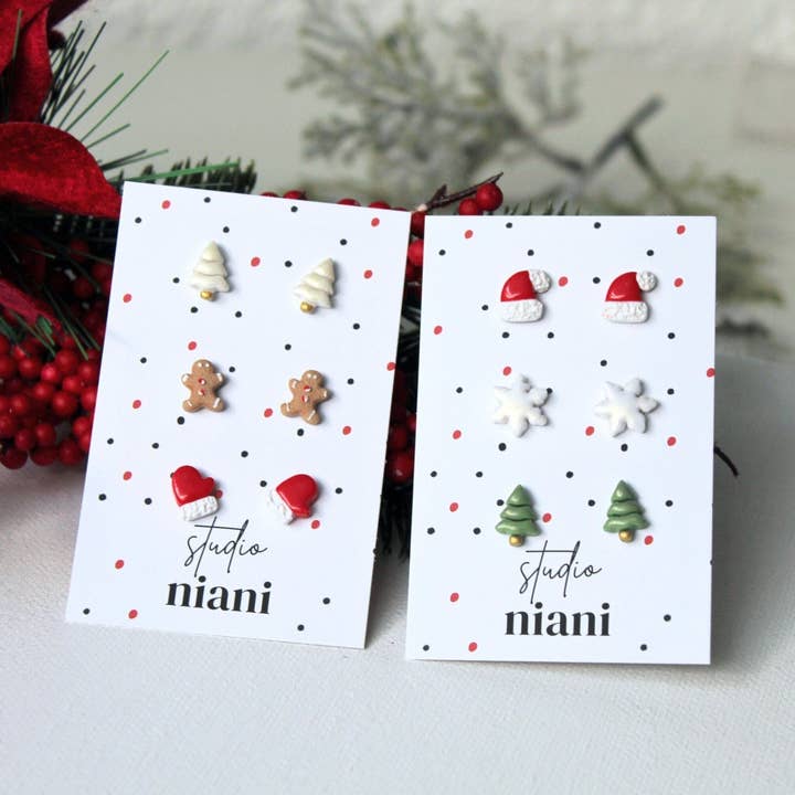 Studio Niani - Wholesale Stud/Post Earrings - Tiny Stud Earrings, Christmas Stud Earrings, Stud Pack4