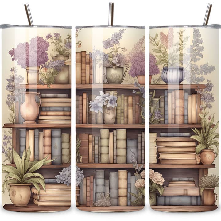 Boho Books and Flowers 20 oz. Stainless Steel Tumbler for wholesale by Sister Ray