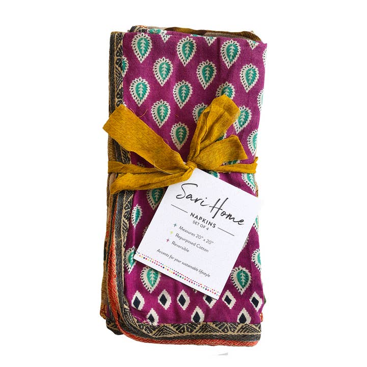 WorldFinds - Wholesale Dinner & Cloth Napkin - Sari Home Napkins (Set of 4)
