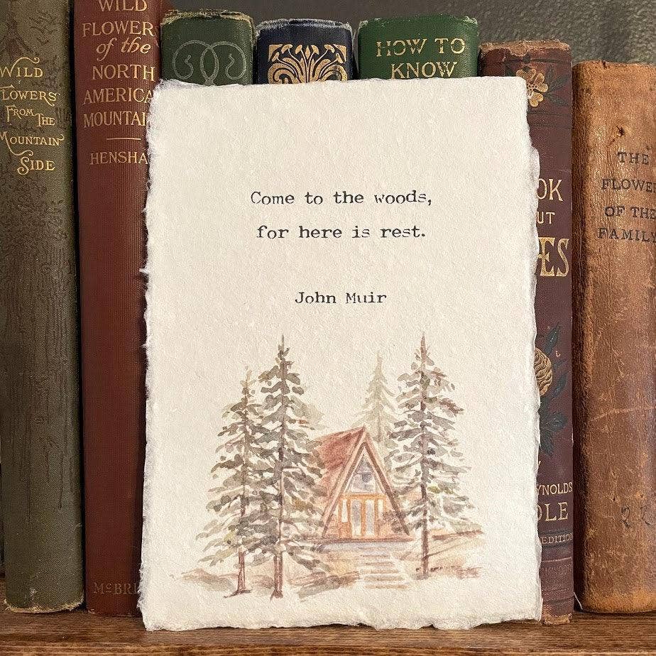 Alison Rose Vintage - Wholesale Art Print - Come to the woods, for here is rest John Muir quote print2