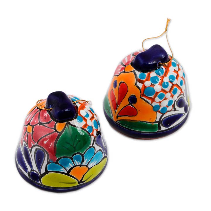 NOVICA - Wholesale Ornament Set - Novica Handmade Talavera Bells Ceramic Ornaments (Pair)
